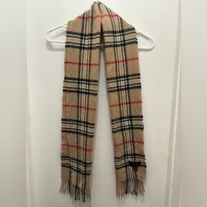 Charter Club Tan and Red Plaid Cashmere Scarf